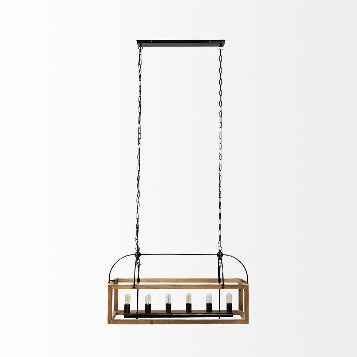 Josie (42"x14.5"x20") Natural Wood Chassis Six Light Chandelier from Mercana - Luna Furniture