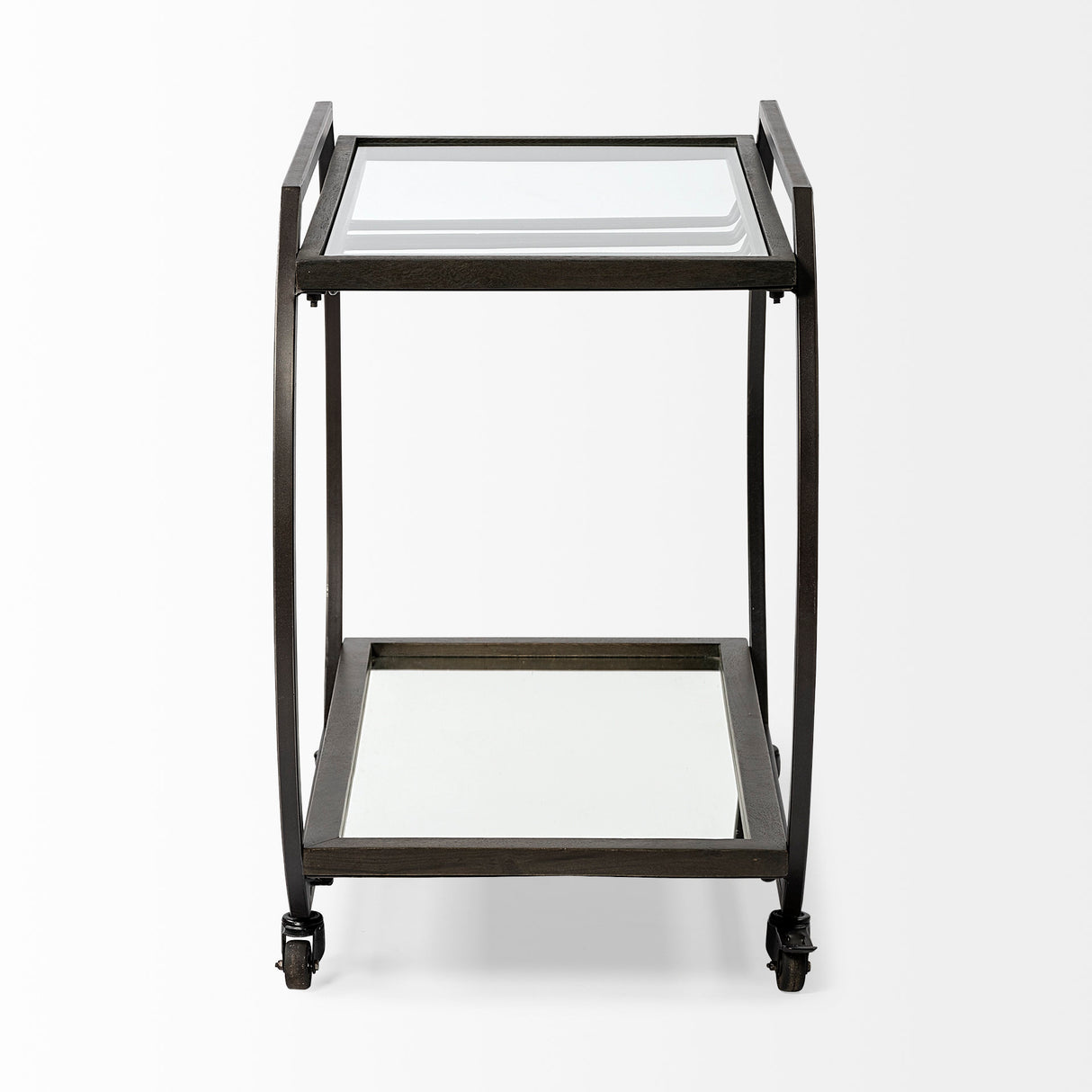 Chriselle Black Metal And Glass Two Tier Bar Cart from Mercana - Luna Furniture