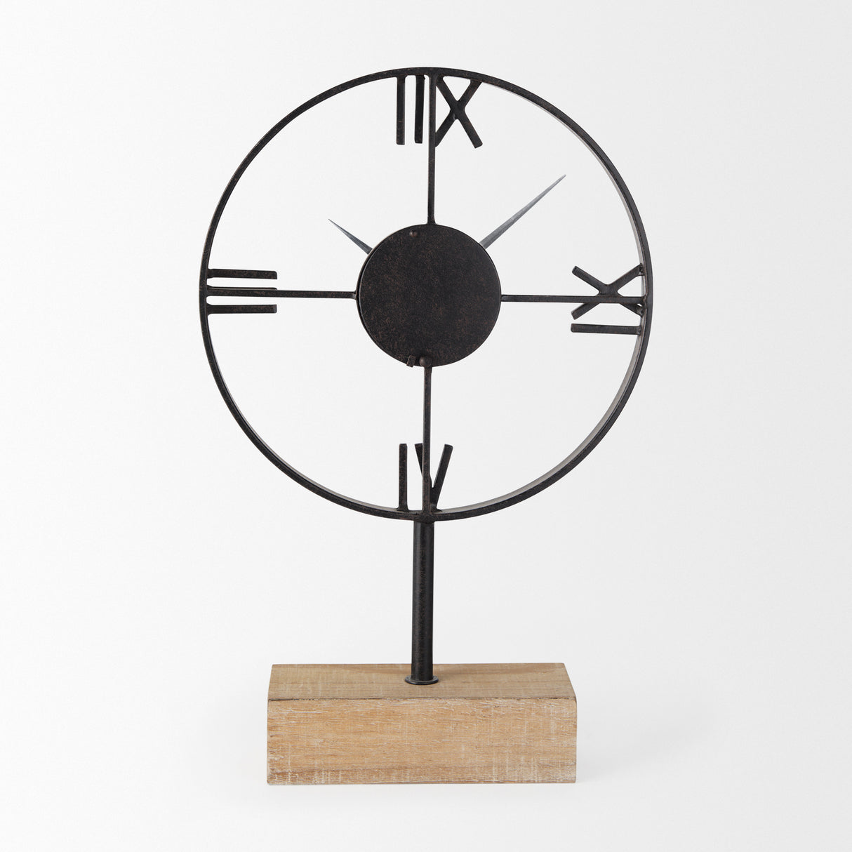 Oris Black Metal/Wood Open Frame Table Clock from Mercana - Luna Furniture