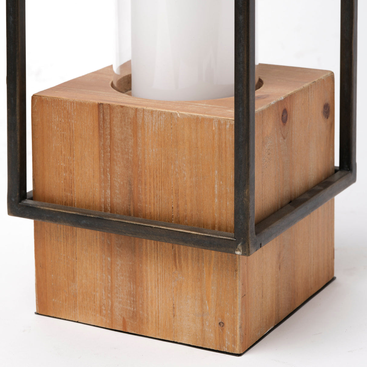 Orionis Large Wood w/ Black Metal Lantern Candle Holder from Mercana - Luna Furniture