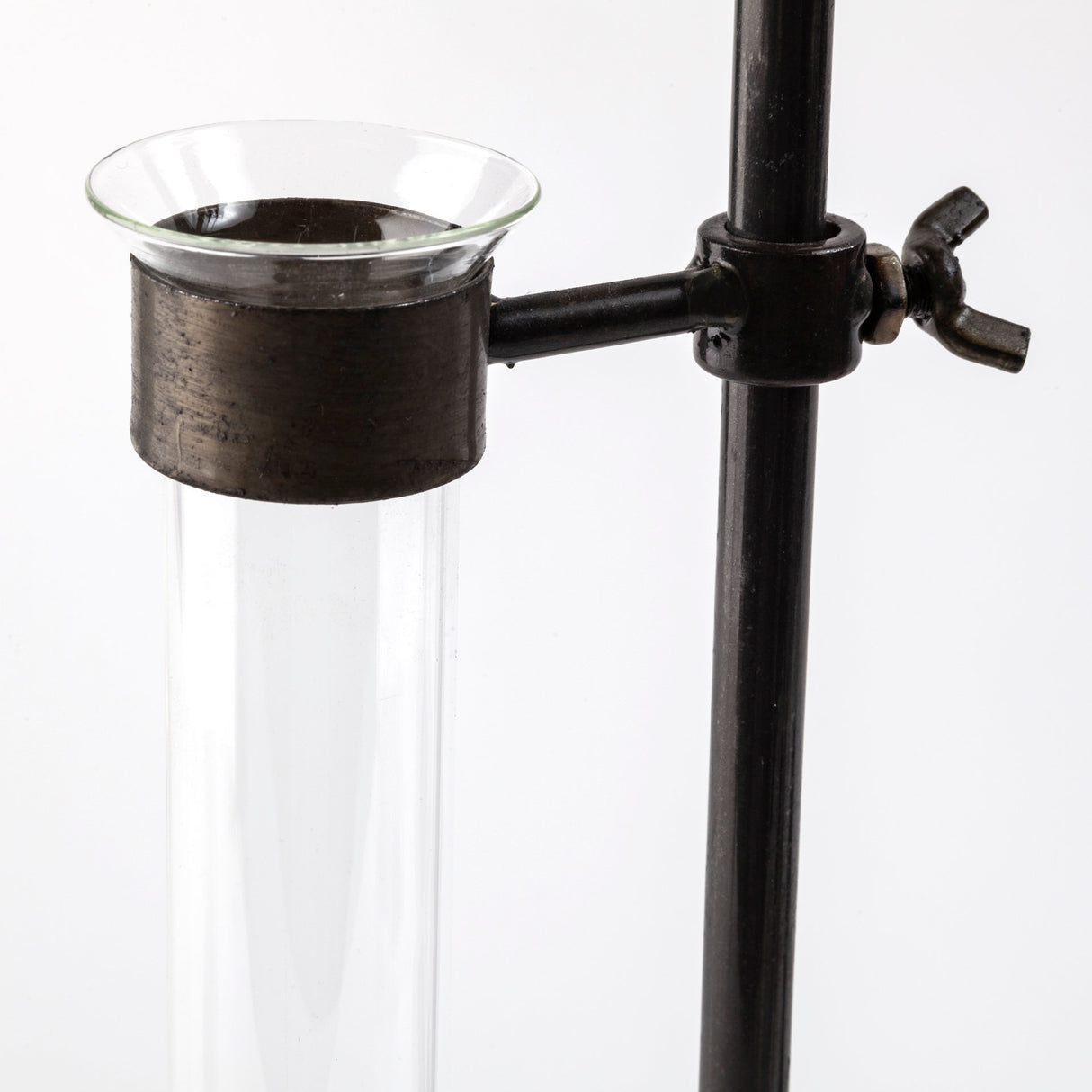 Jarvis Set of Five Dark Brown Metal and Glass Chemistry Inspired Bottles from Mercana - Luna Furniture