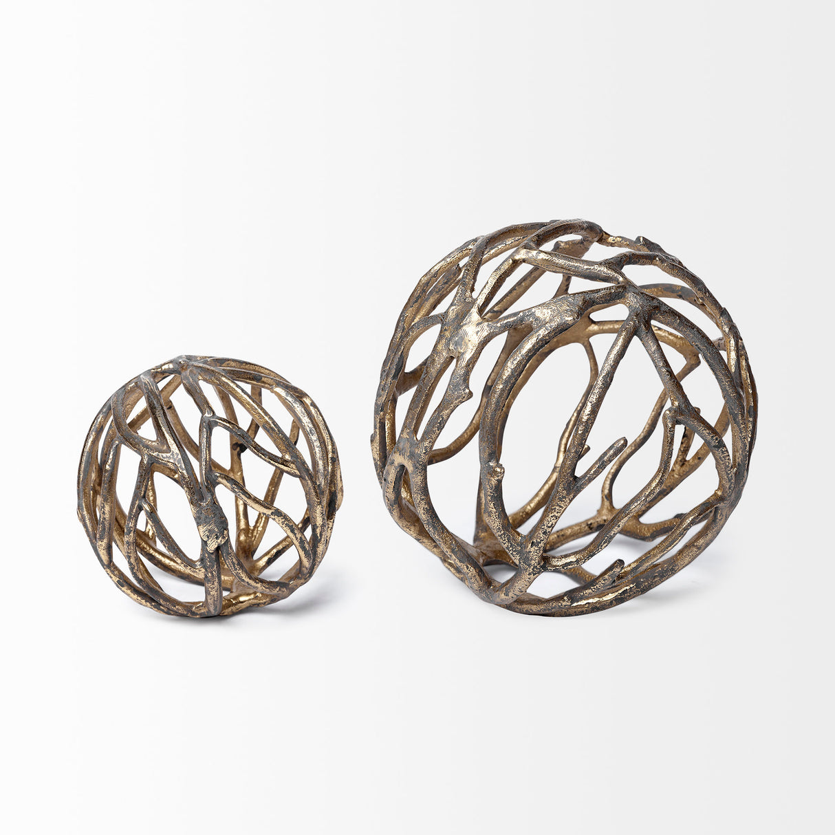 Sphaira Noir I Small 5L x 5W Gold Cast Aluminum Decorative Tree Branch Orb from Mercana - Luna Furniture