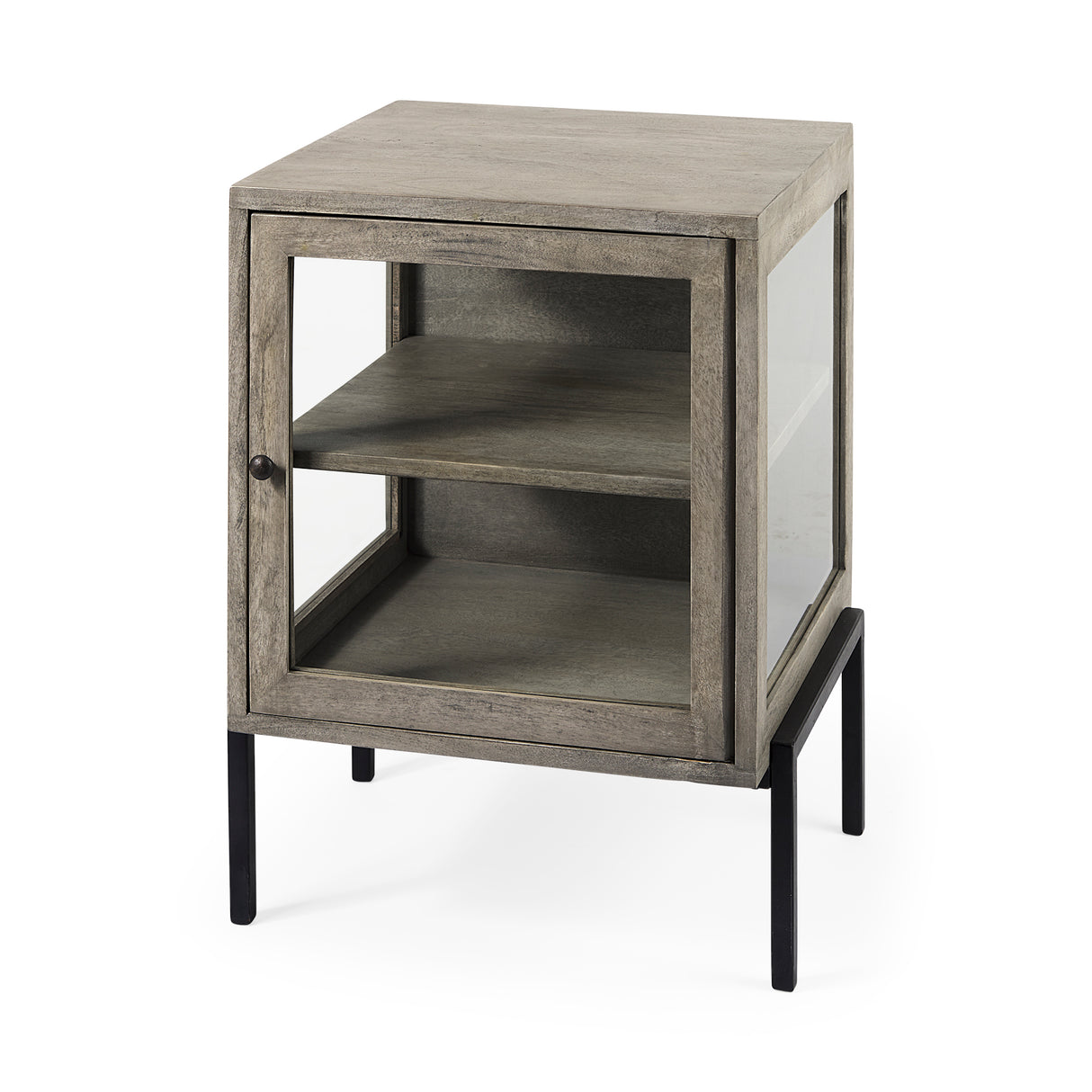 Arelius 20L x 18W x 26H Gray Wood W/ Black Metal Frame End/Side Table from Mercana - Luna Furniture
