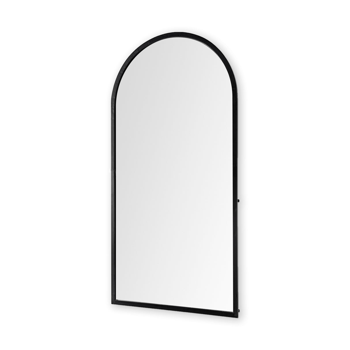 Giovanna 23.6L x 1.2W x 48.8H Black Metal Frame Rounded Arch Vanity Mirror from Mercana - Luna Furniture