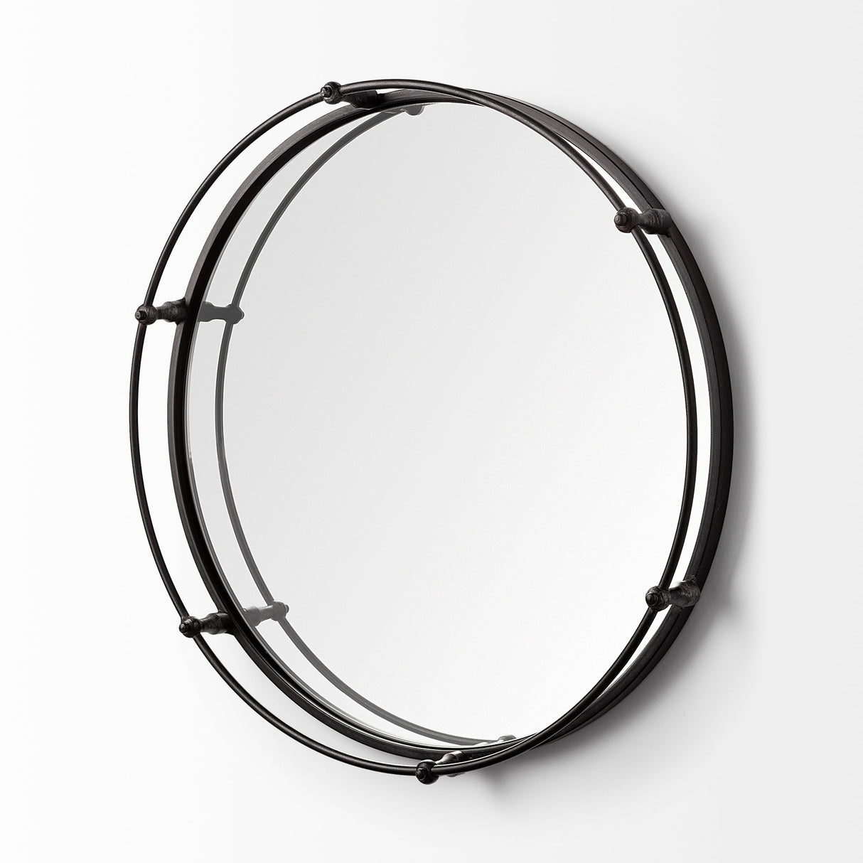 Kimbel 24L x 24W Black Metal Mirrored Base Round Tray from Mercana - Luna Furniture