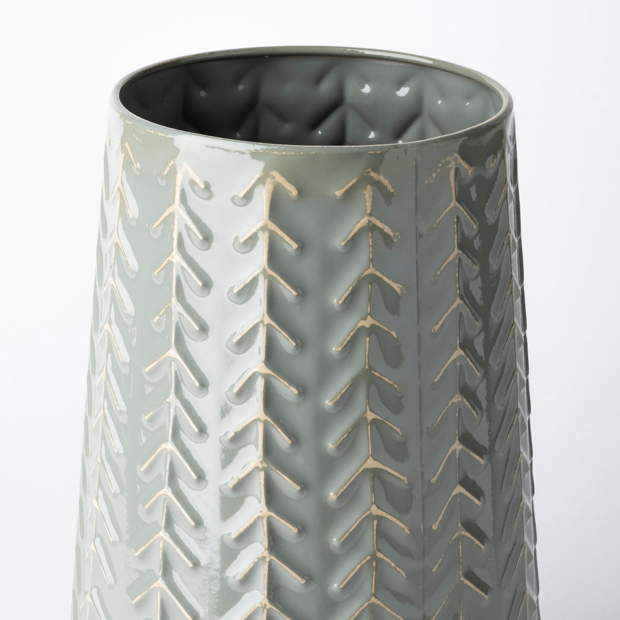 Gemma III Metal Glossy Green/Gray Chevron Vase from Mercana - Luna Furniture