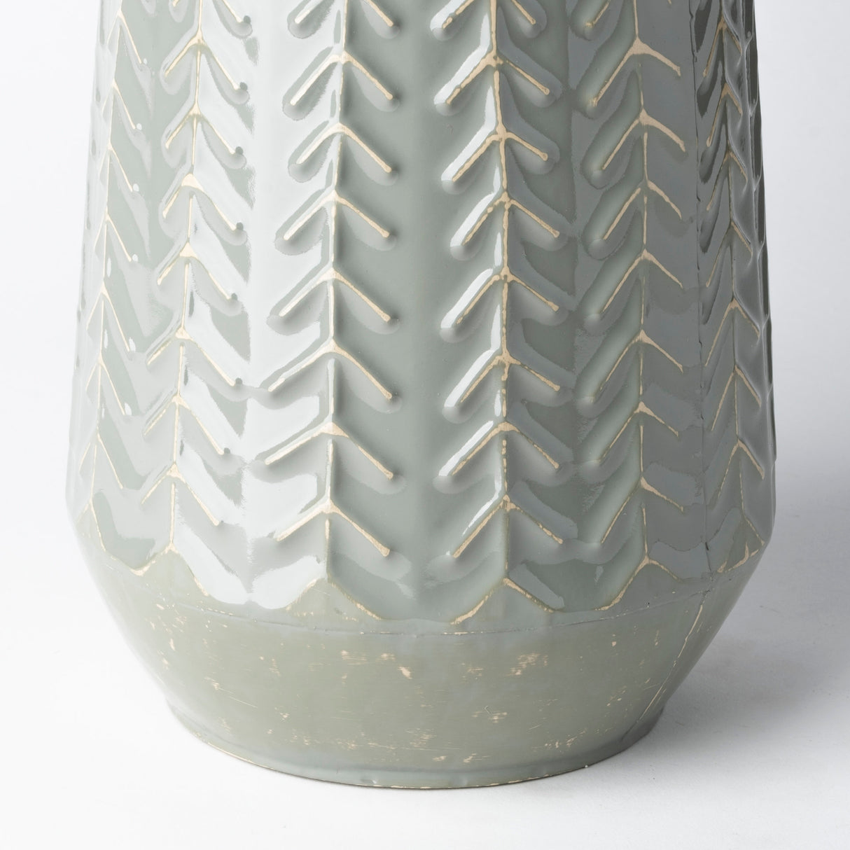 Gemma III Metal Glossy Green/Gray Chevron Vase from Mercana - Luna Furniture