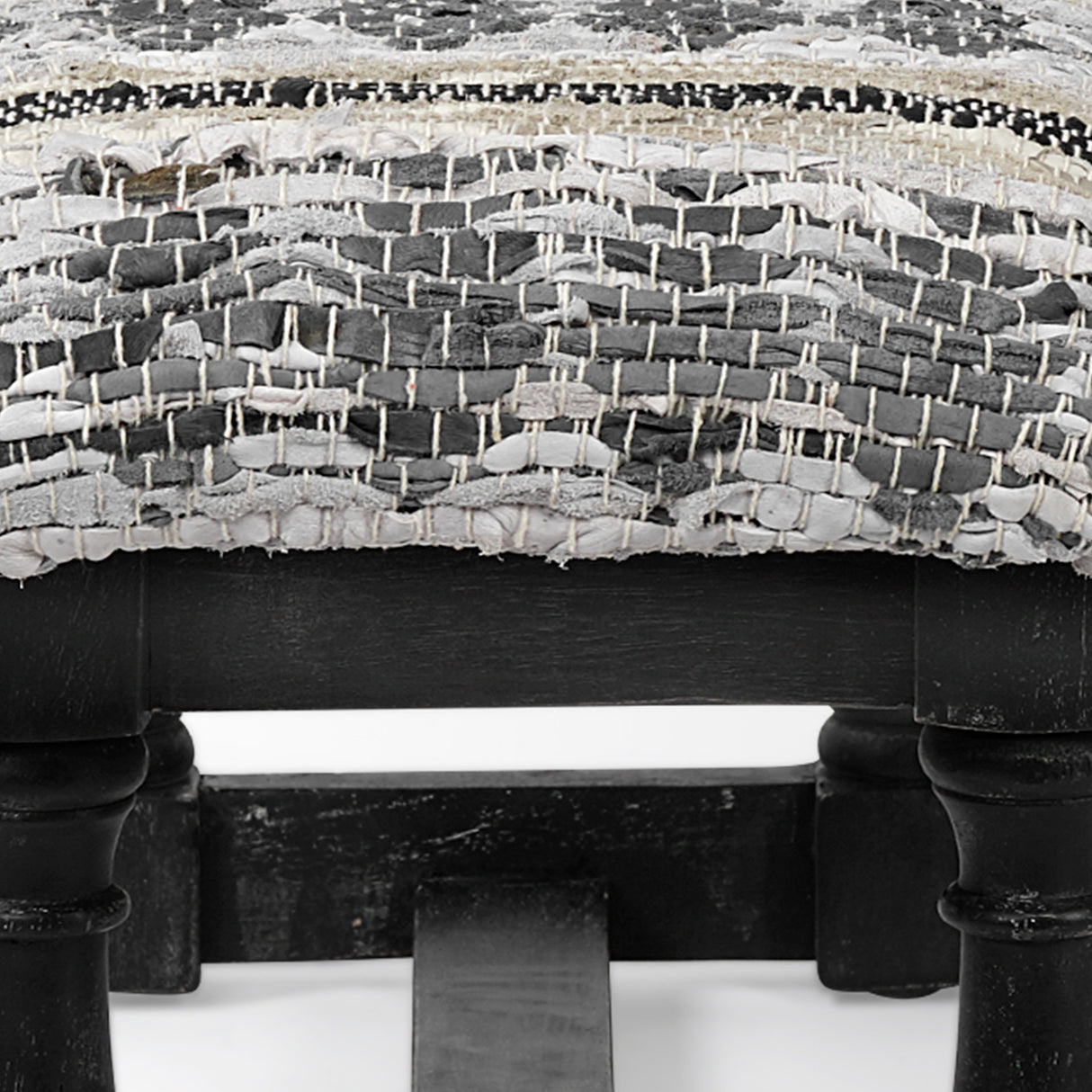 Denison II 56L x 15W Black Wood Base Woven-Leather Cushion Top Accent Bench from Mercana - Luna Furniture