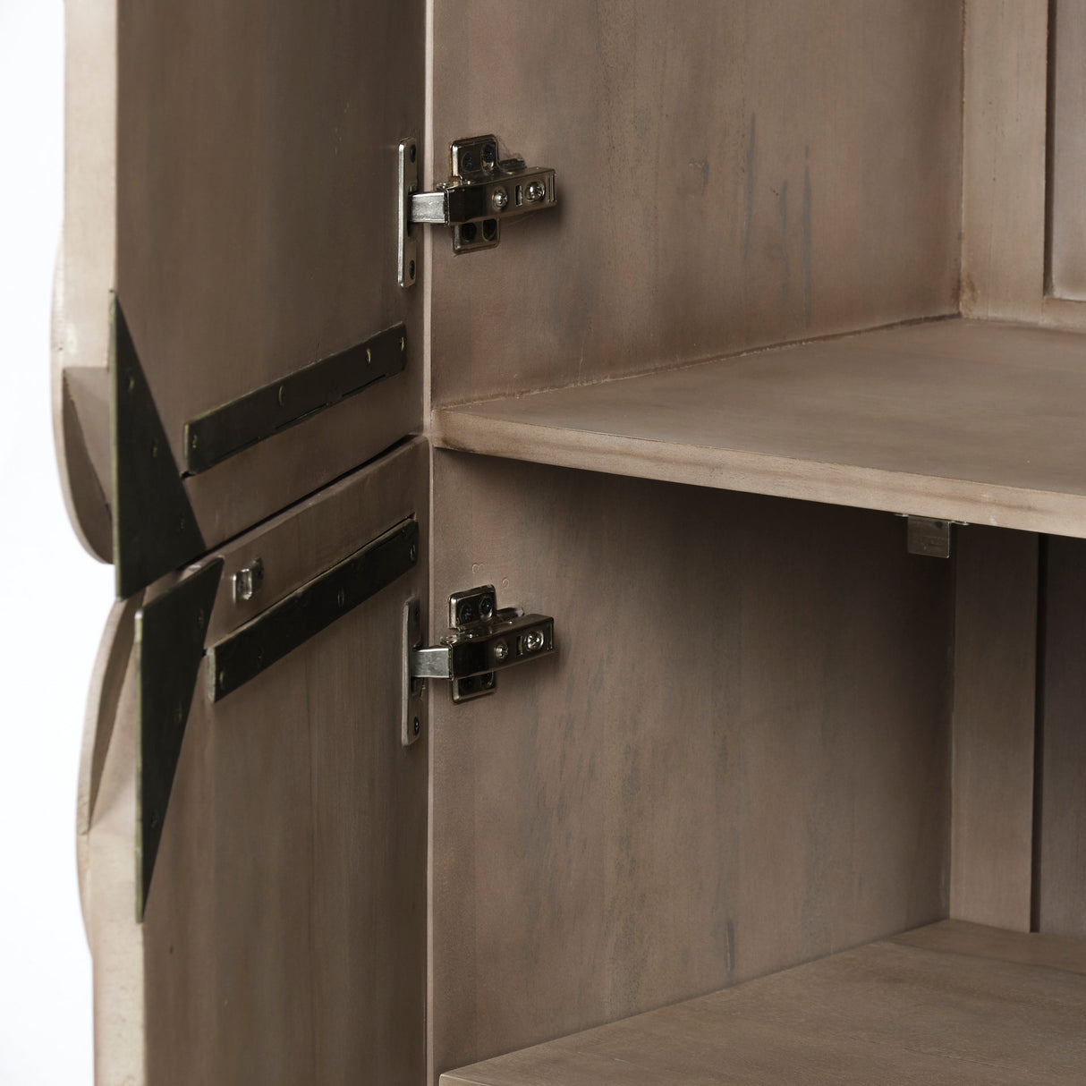 Excelsior II 68.1" H Light Brown Wood Gold Iron Base Storage Cabinet from Mercana - Luna Furniture