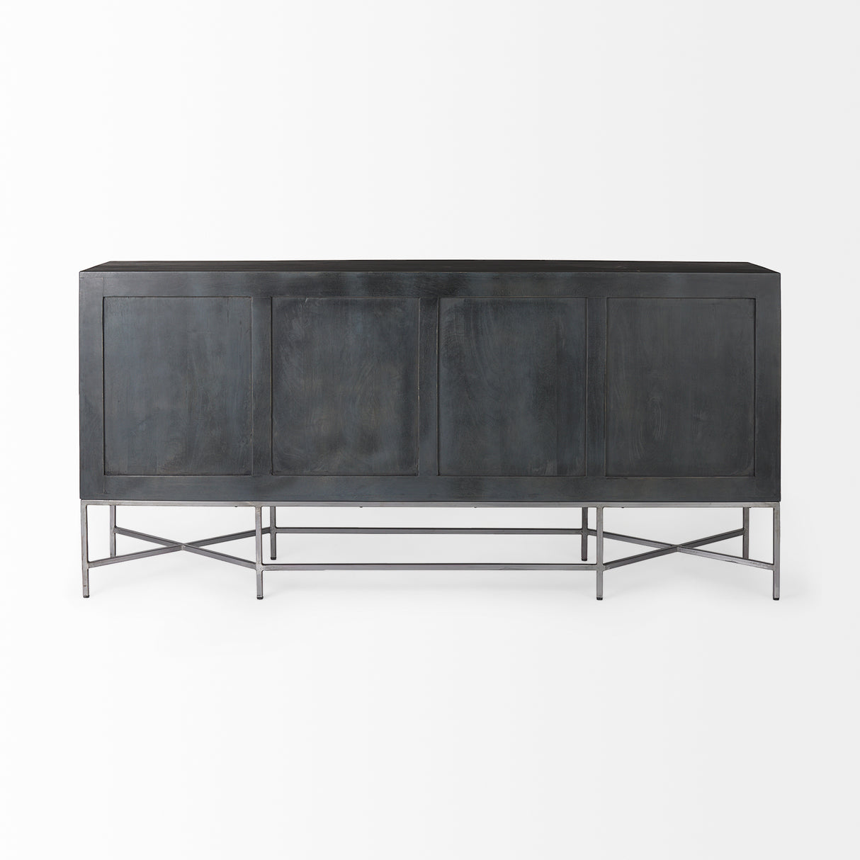 Hogarth I 72x15 Two-Tone Brown Solid Wood Base Silver Frame 4 Cabinet Sideboard from Mercana - Luna Furniture