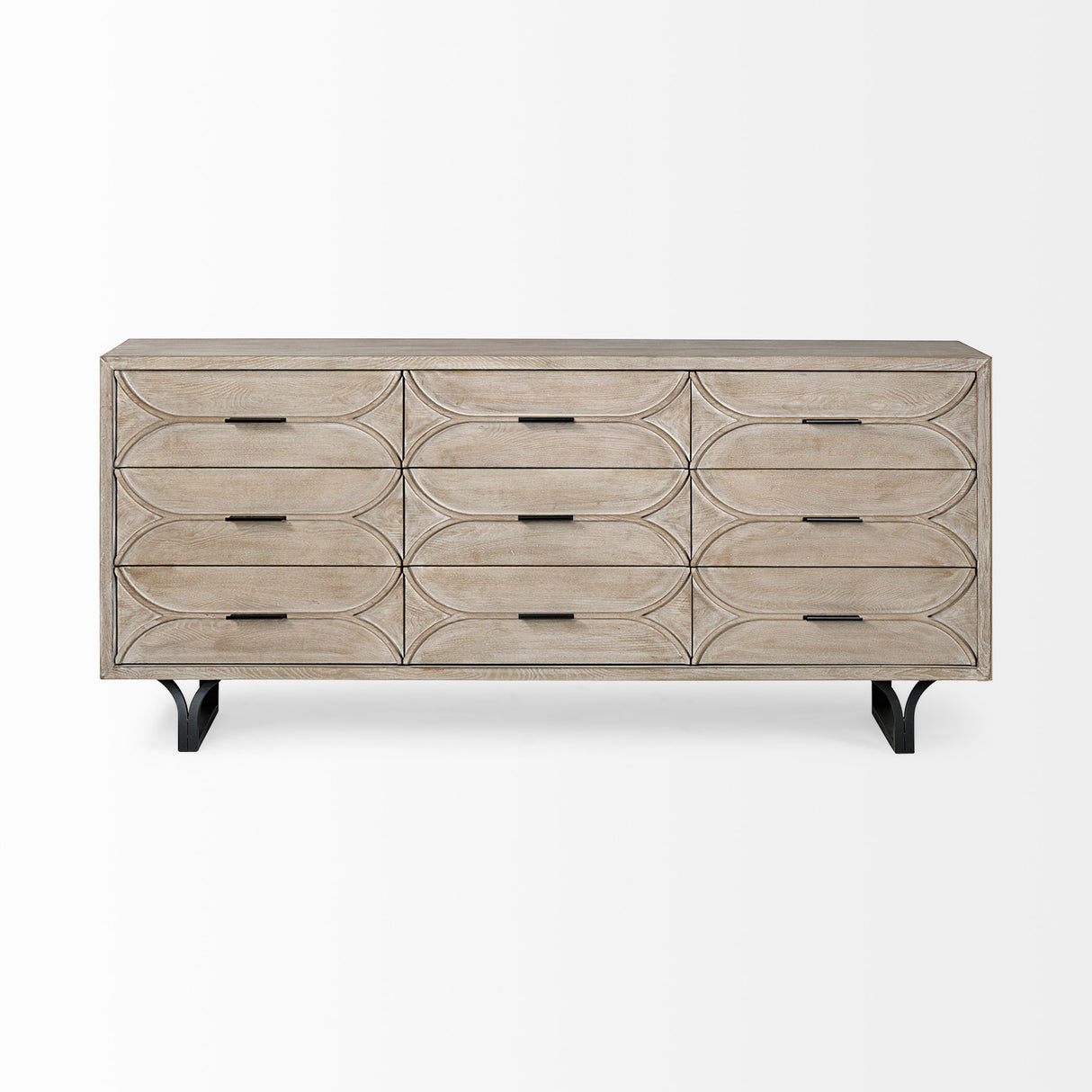 Giselle II Brown Fir Veneer W/Black Metal Leg 9 Drawer Sideboard from Mercana - Luna Furniture