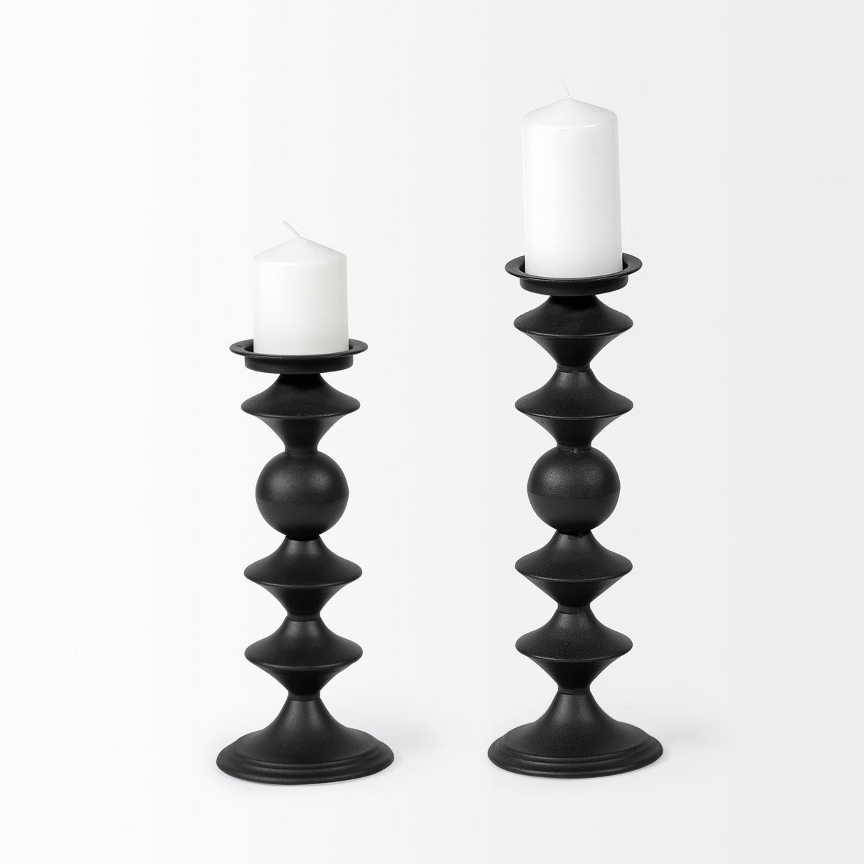 Candelero I Small Black Metal Grooved Table Candle Holder from Mercana - Luna Furniture