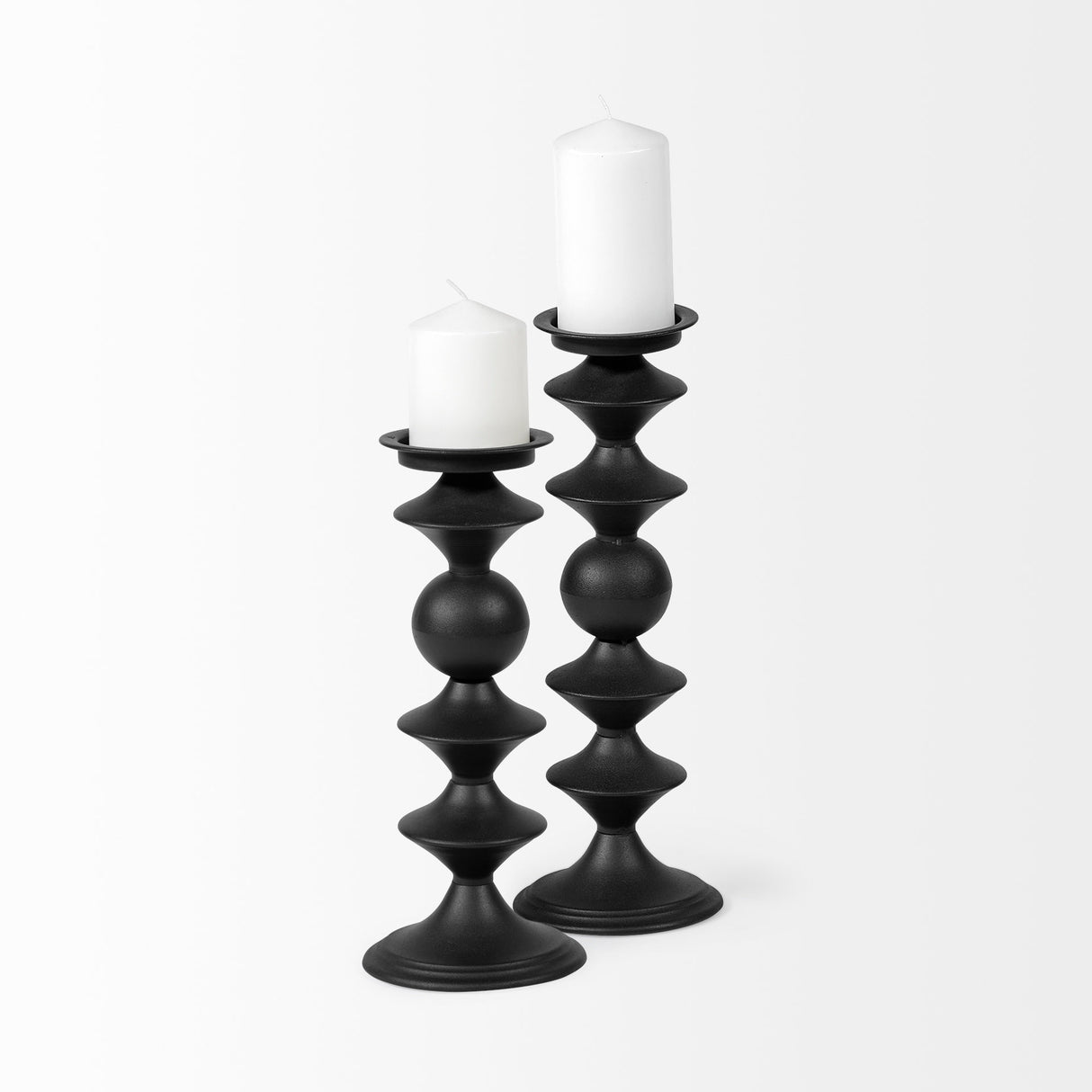 Candelero I Small Black Metal Grooved Table Candle Holder from Mercana - Luna Furniture