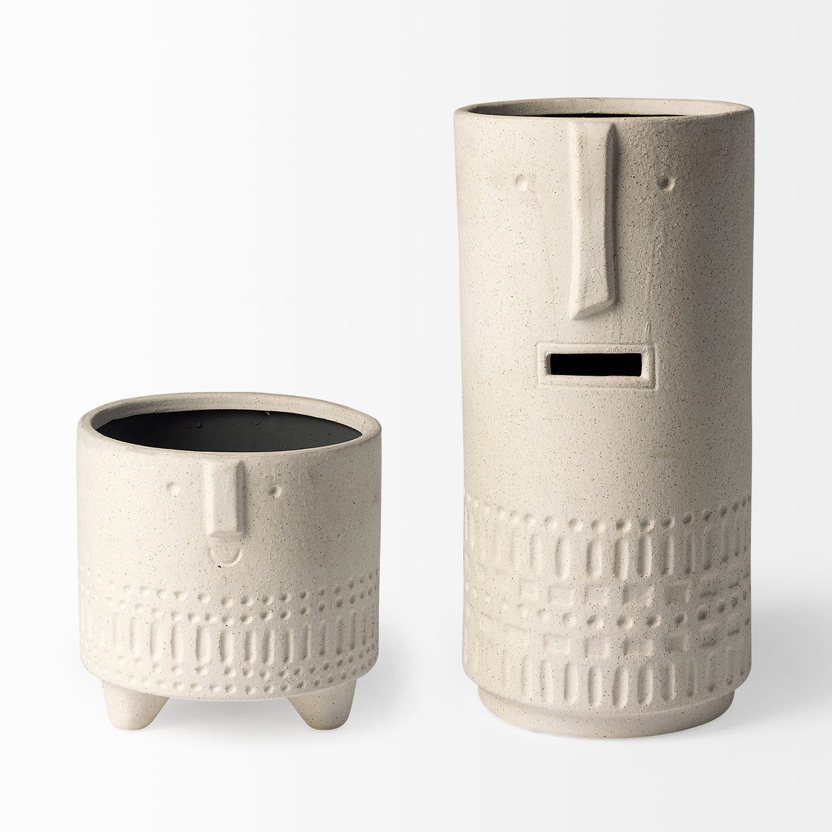 Jacob II Tall White Ceramic Smiling Face Vase from Mercana - Luna Furniture