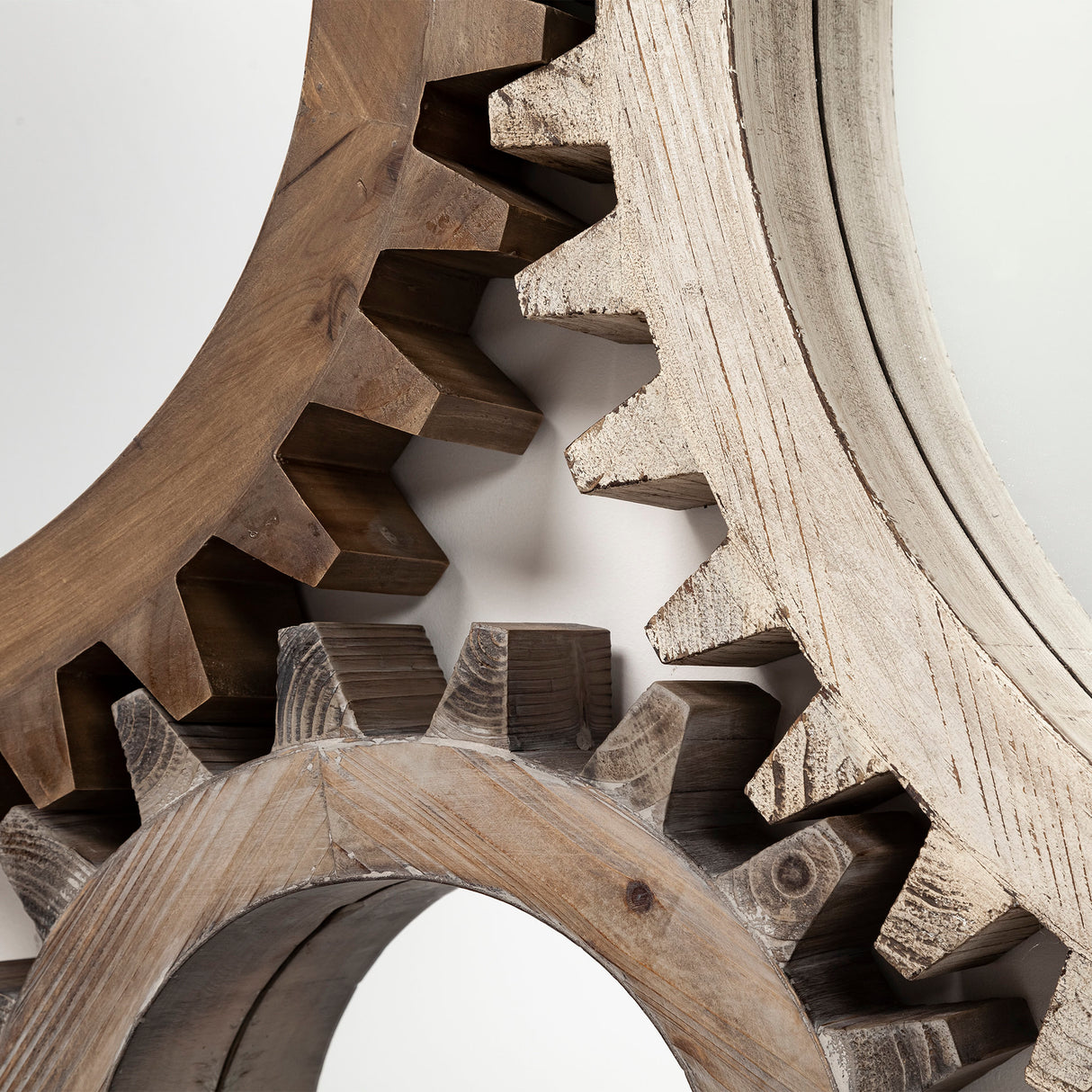 Cog Mirror 26" Round Brown Wood Frame Mirror from Mercana - Luna Furniture