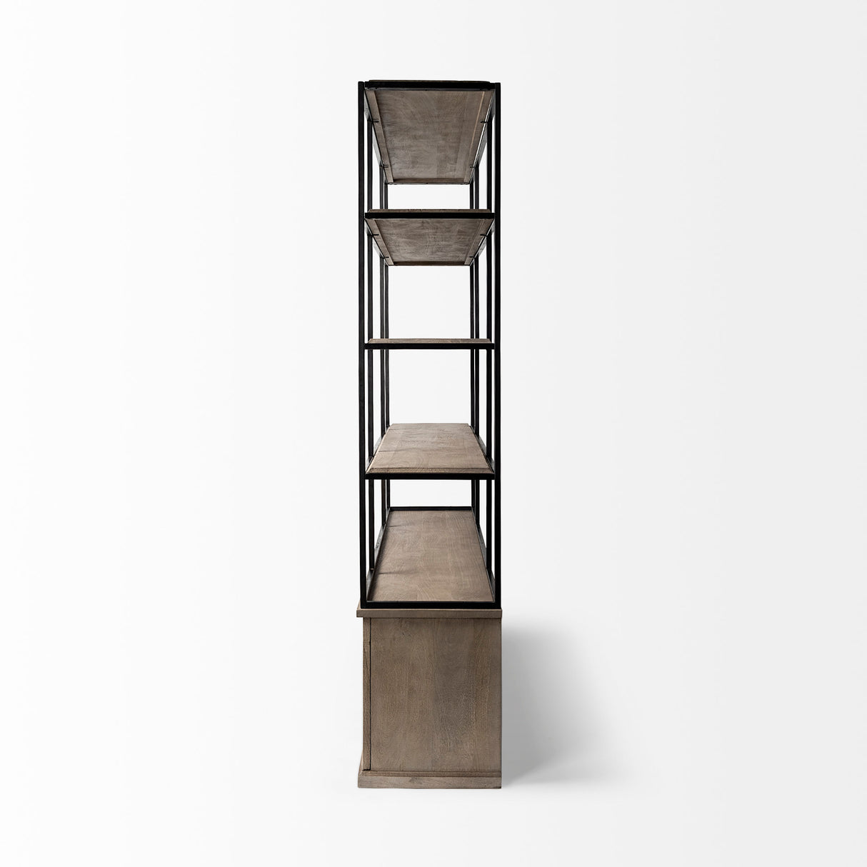 Braxton I Light Brown Wood and Iron Three Shelf Shelving Unit 81.5L x 18.5W x 90 from Mercana - Luna Furniture