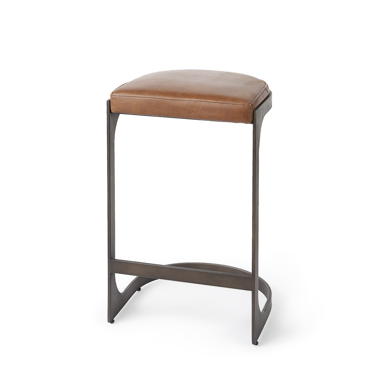 Tyson 17L x 18W x 28H Brown Leather W/ Metal Frame Counter Stool from Mercana - Luna Furniture