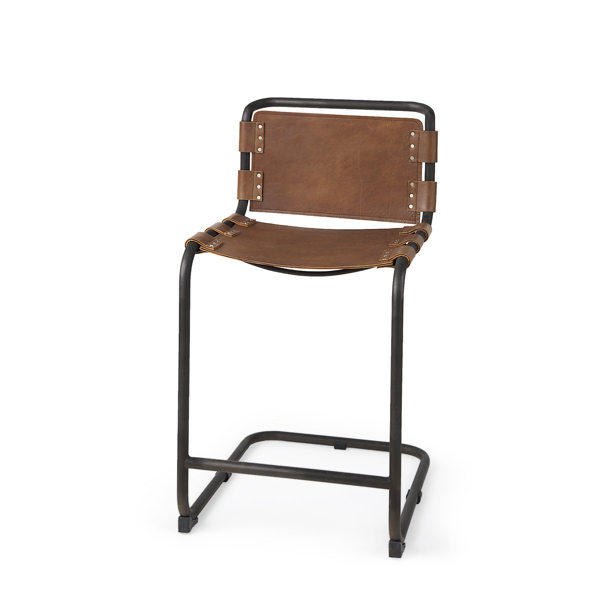 Berbick 20.5 x 24.75 x 39 Medium Brown Leather W/ Iron Frame Counter Stool from Mercana - Luna Furniture