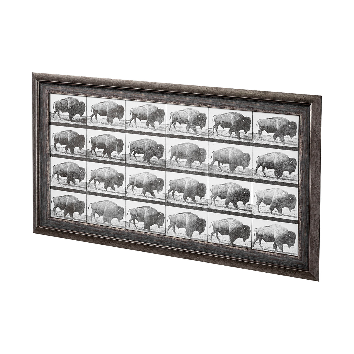 Buffalo Walking by Eadweard Muybridge Hand Embellished Textured Framed Art Print Matted under Glass from Mercana - Luna Furniture