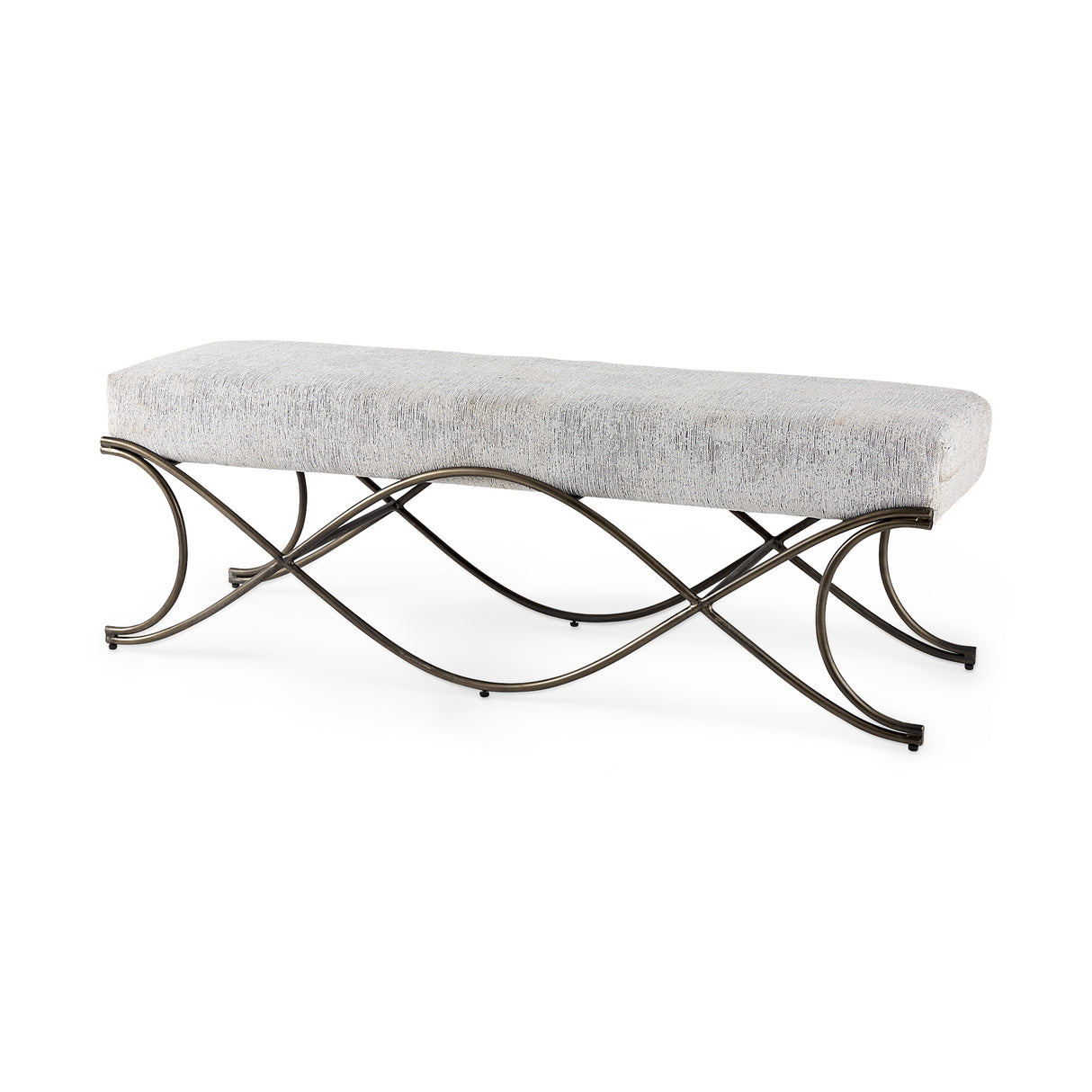 Ayla 55L x 17.6W x 18H Dark Gray Fabric Seat W/ Dark Nickel Metal Frame Bench from Mercana - Luna Furniture