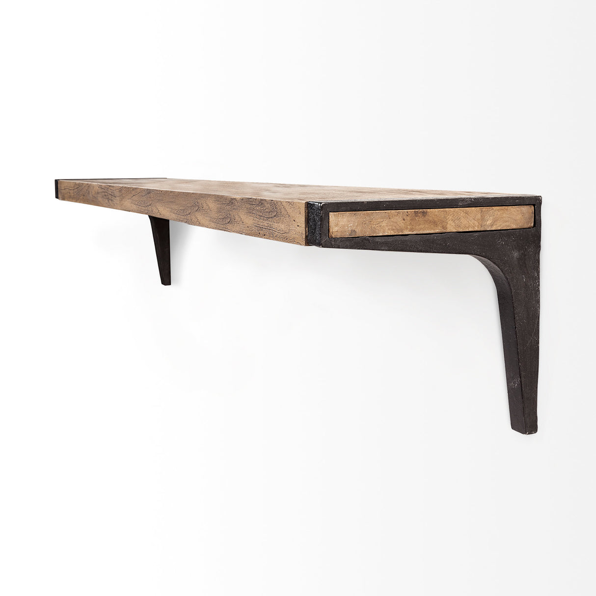 Dion I 58.0L x 11.0W x 11.0H Brown Wood W/Black Metal Wall Shelf from Mercana - Luna Furniture