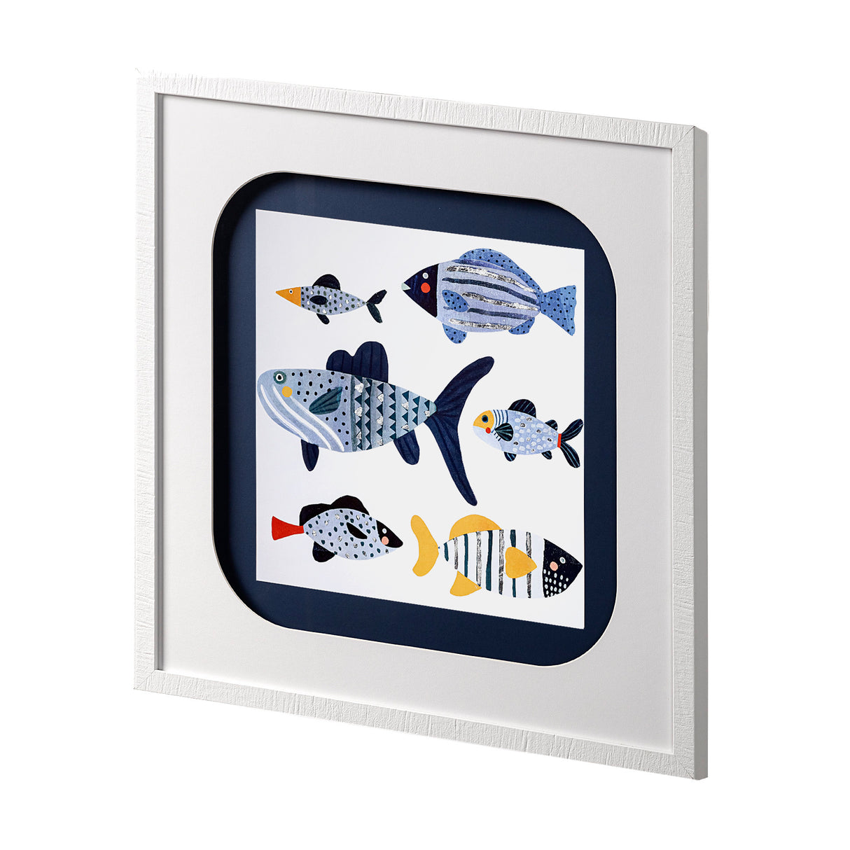 Patterned Fish II by Victoria Barnes a Hand Embellished Textured Framed Art Print Matted under Glass from Mercana - Luna Furniture