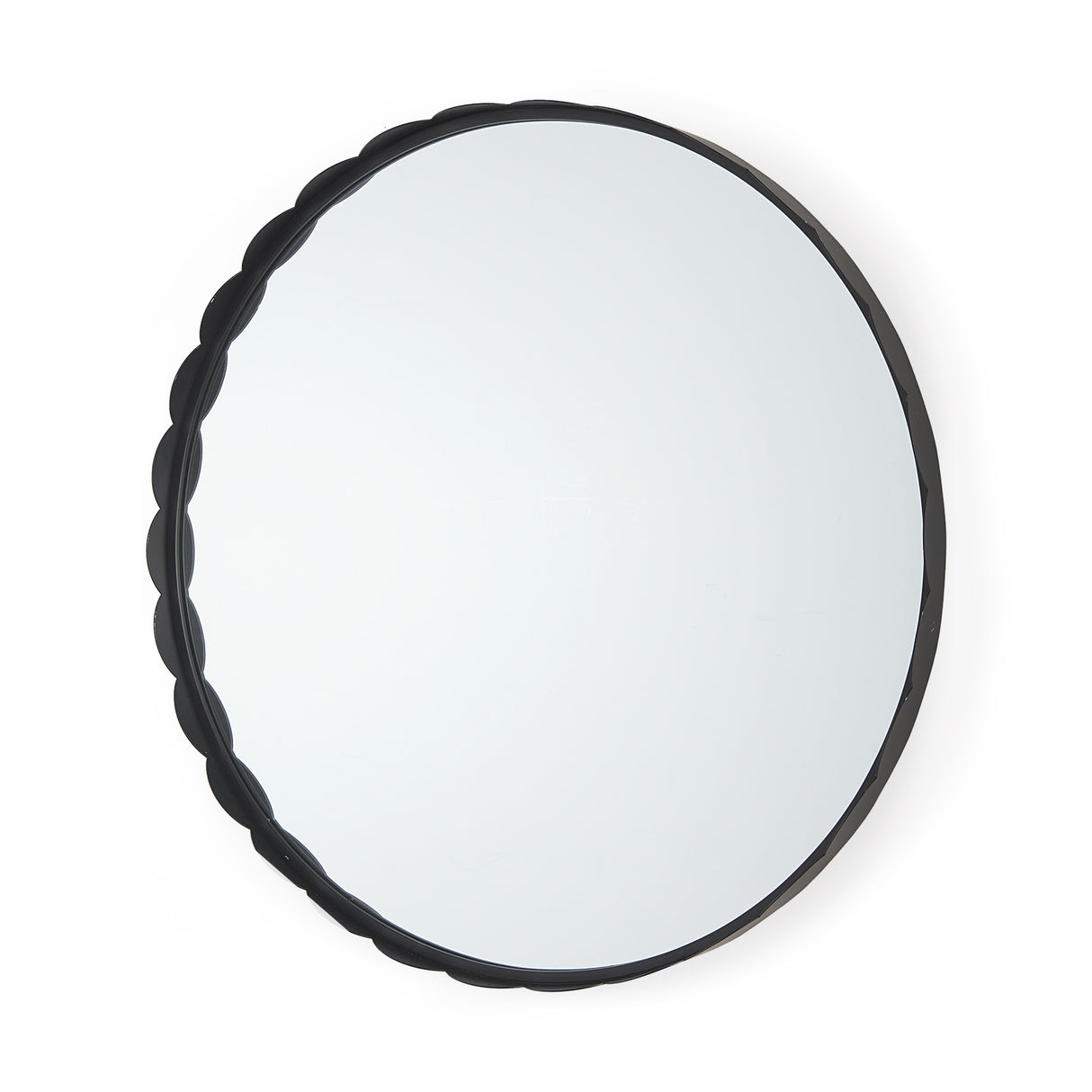 Adelaide 29.7"Black Metal Scallop Edge Round Mirror from Mercana - Luna Furniture