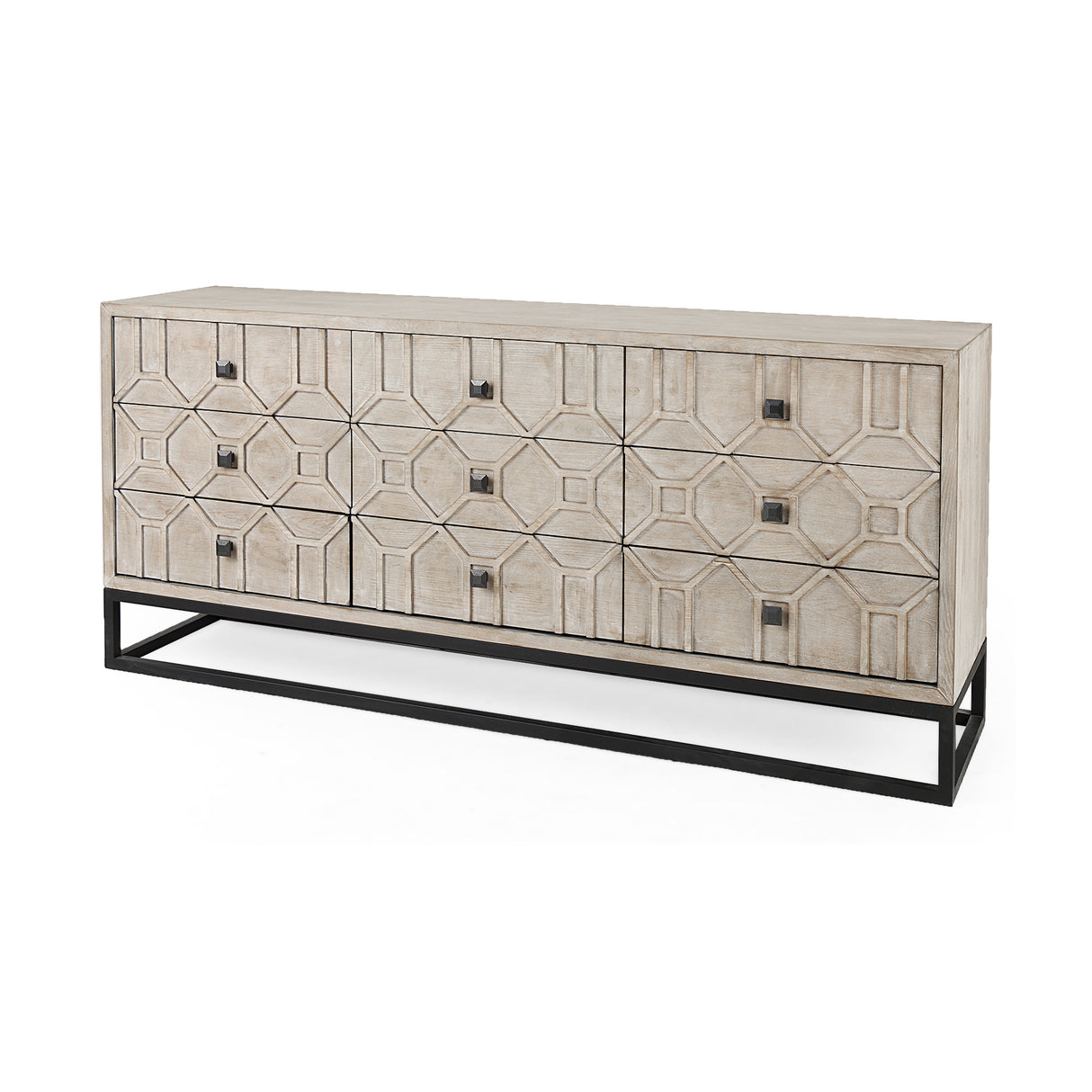 Genevieve II Light Brown Fir Veneer 9 Drawer Sideboard from Mercana - Luna Furniture
