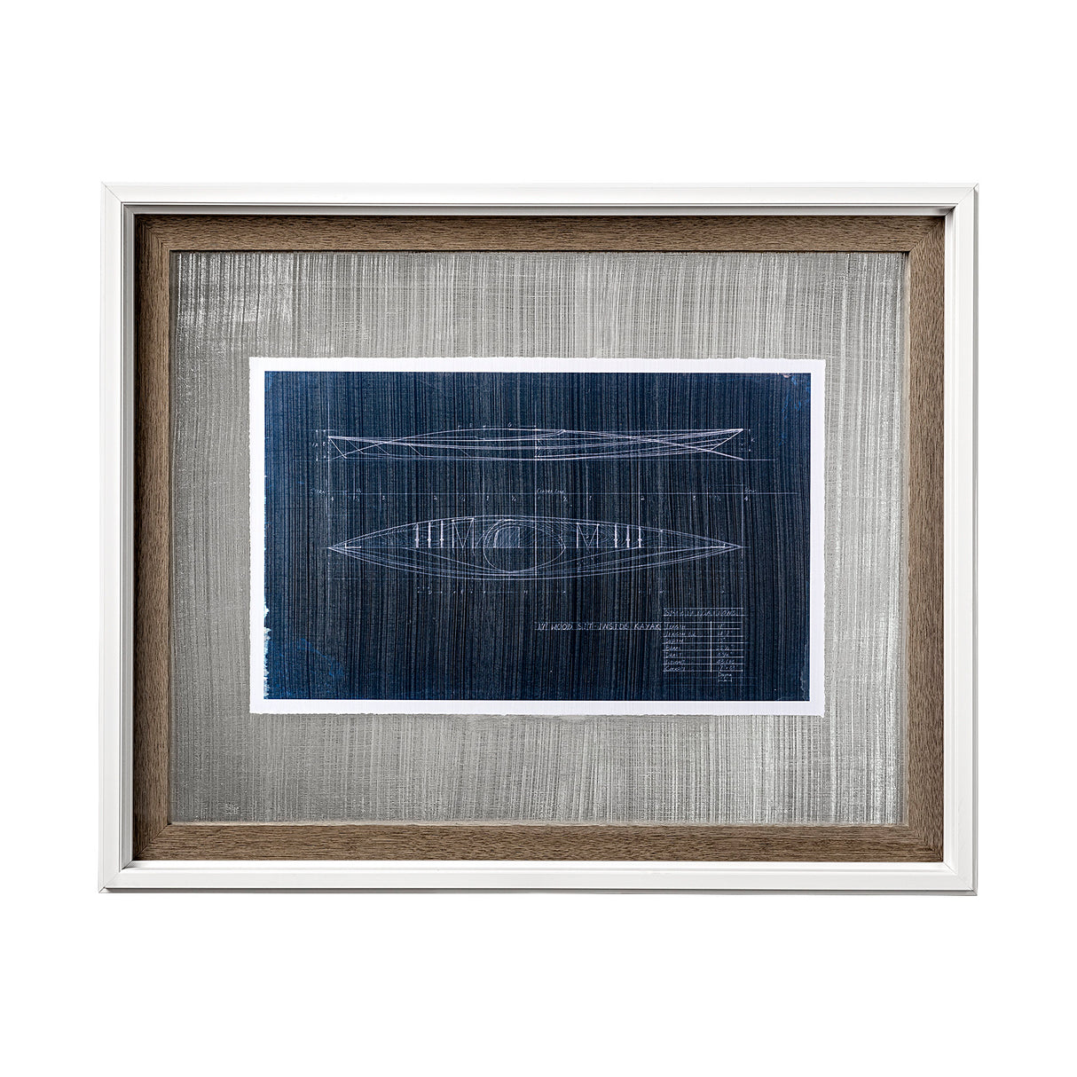 Kayak Blueprint by Dayna a Hand Embellished Textured Framed Art Print Matted under Glass from Mercana - Luna Furniture