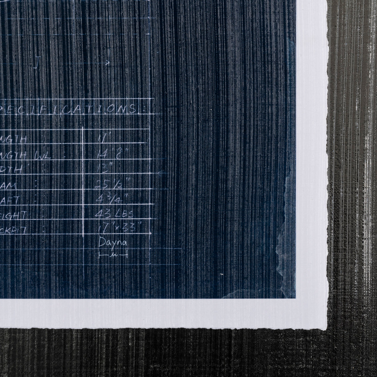 Kayak Blueprint by Dayna a Hand Embellished Textured Framed Art Print Matted under Glass from Mercana - Luna Furniture