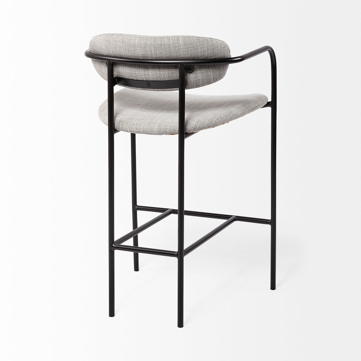 Parker Gray Fabric Seat Black Metal Counter Stool from Mercana - Luna Furniture