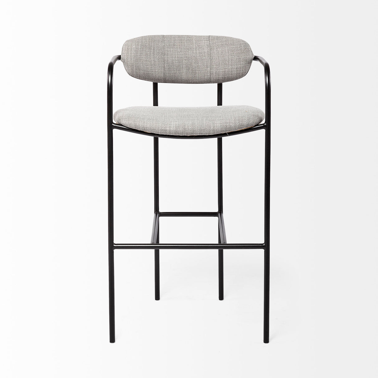 Parker Gray Fabric Seat Black Metal Bar Stool from Mercana - Luna Furniture