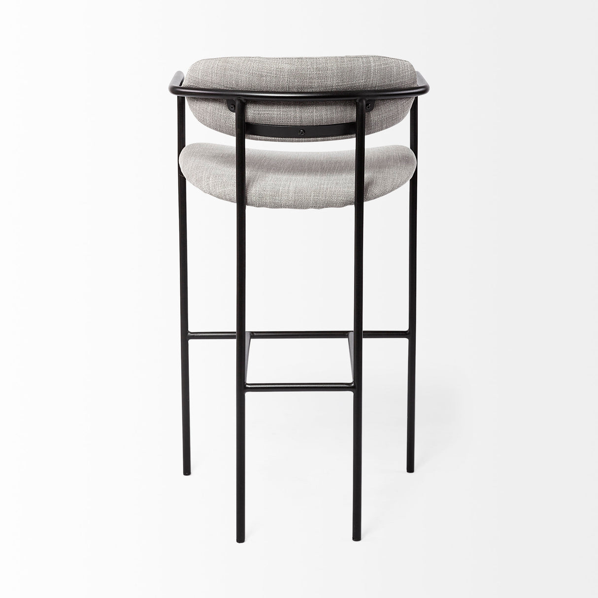 Parker Gray Fabric Seat Black Metal Bar Stool from Mercana - Luna Furniture