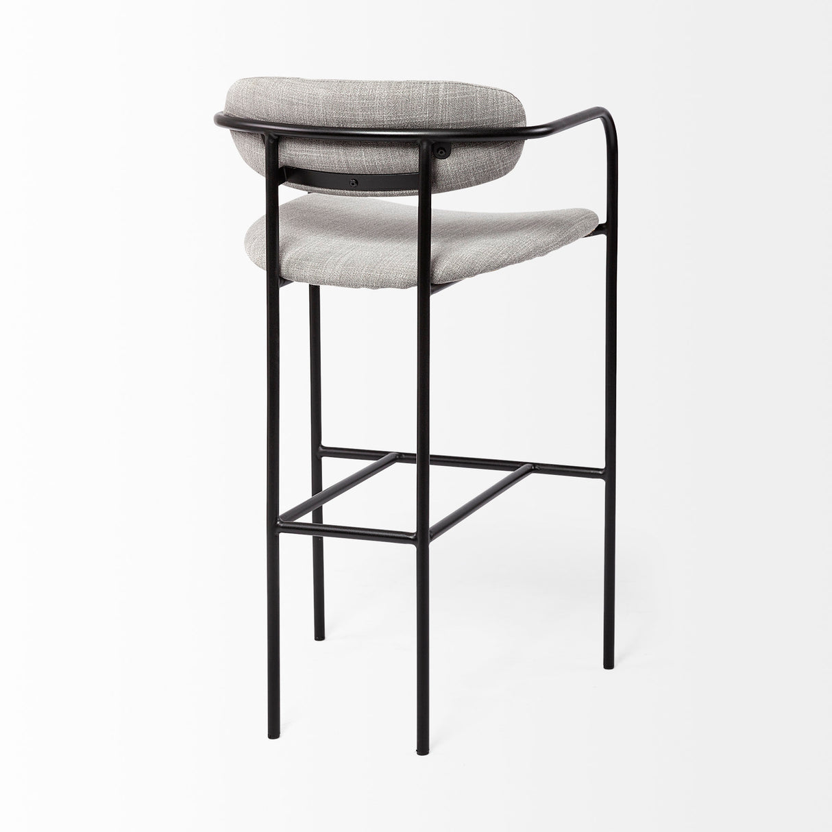 Parker Gray Fabric Seat Black Metal Bar Stool from Mercana - Luna Furniture