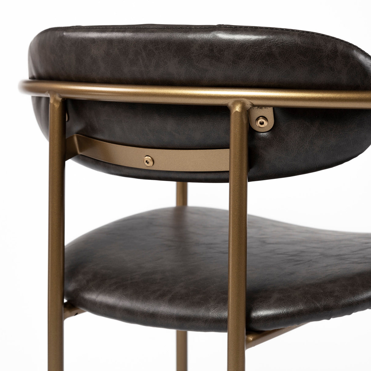 Parker Brown Faux Leather Seat Gold Metal Counter Stool from Mercana - Luna Furniture