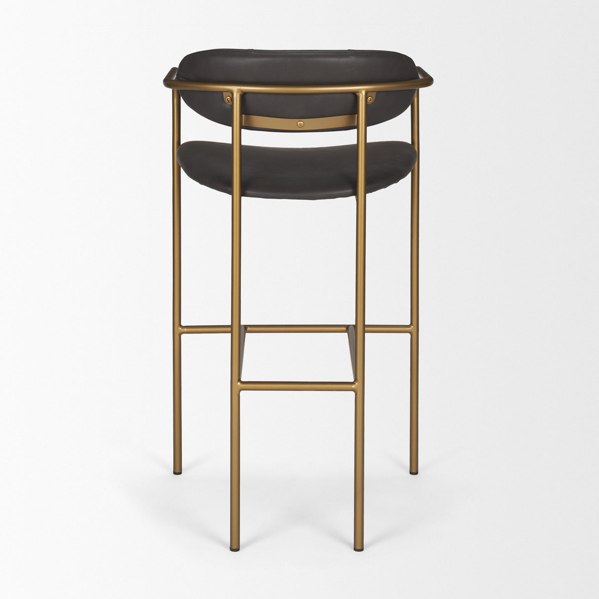 Parker Brown Faux Leather Seat Gold Metal Bar Stool from Mercana - Luna Furniture