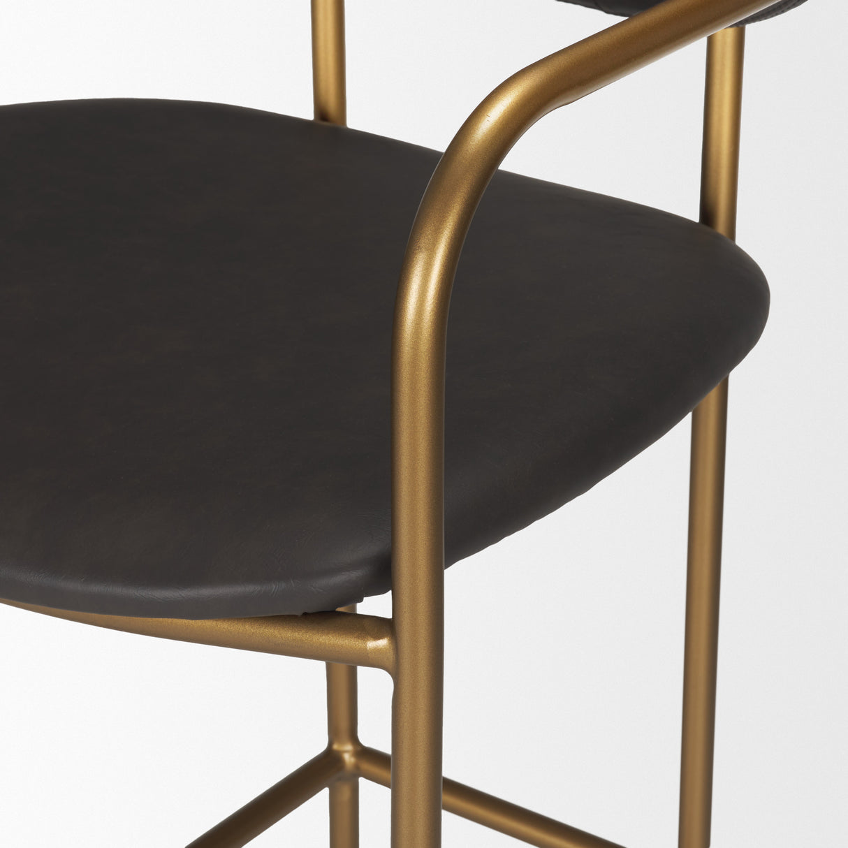 Parker Brown Faux Leather Seat Gold Metal Bar Stool from Mercana - Luna Furniture