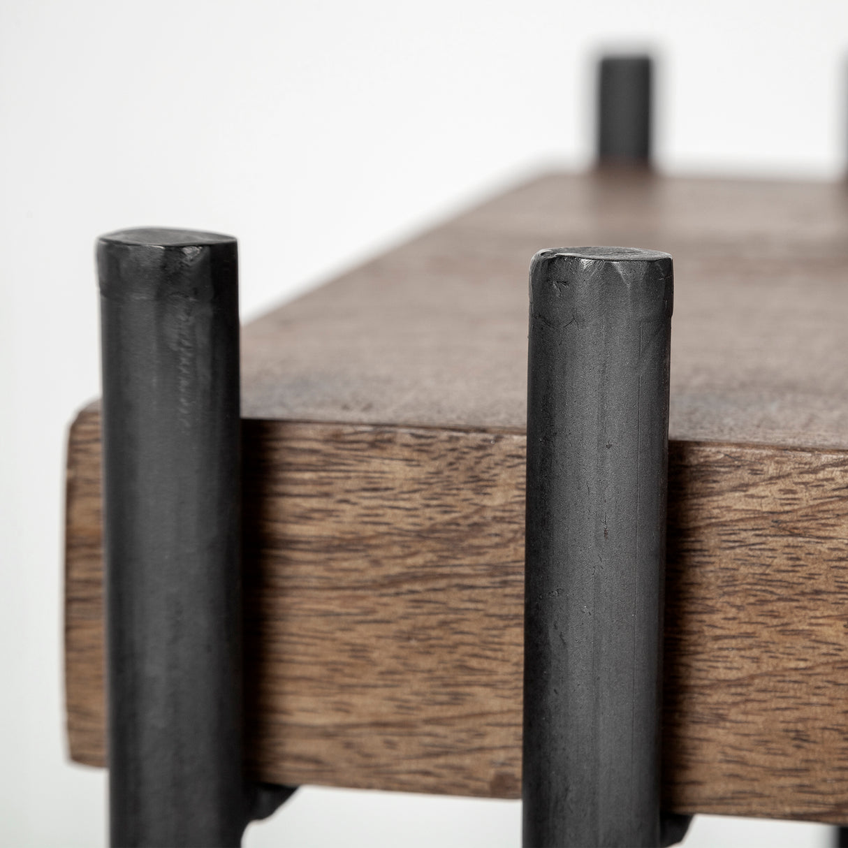 Maddox 16L x 13.5W x 27H Medium Brown Wood w/ Black Metal C-shaped End/Side Table from Mercana - Luna Furniture