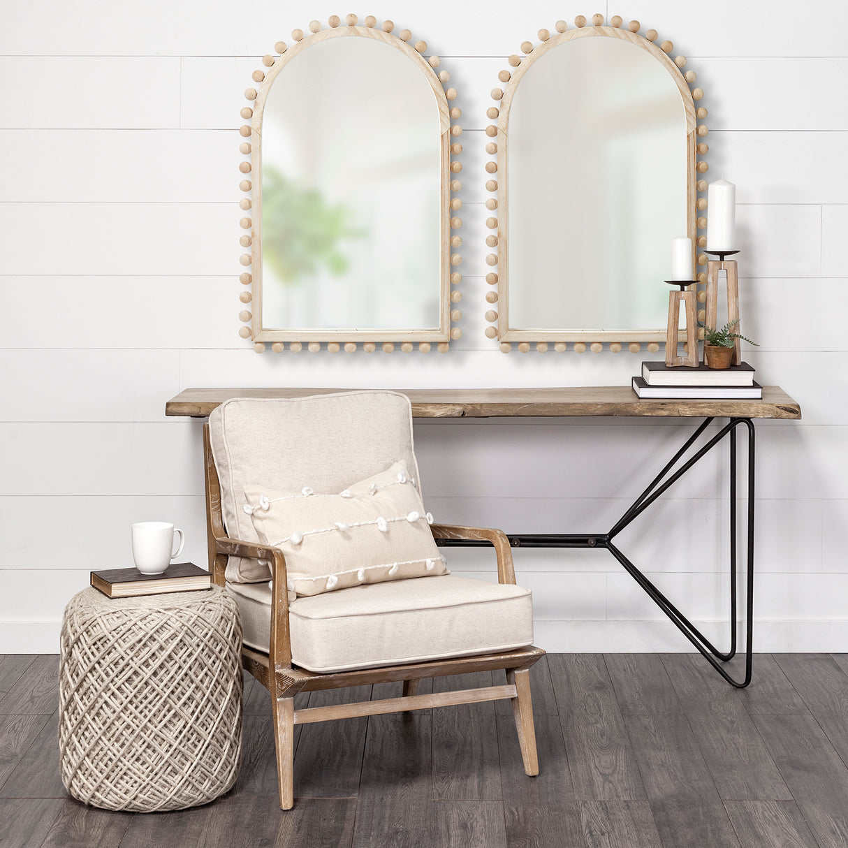 Leeds 23L x 35H Natural Wood Arch Frame Mirror from Mercana - Luna Furniture