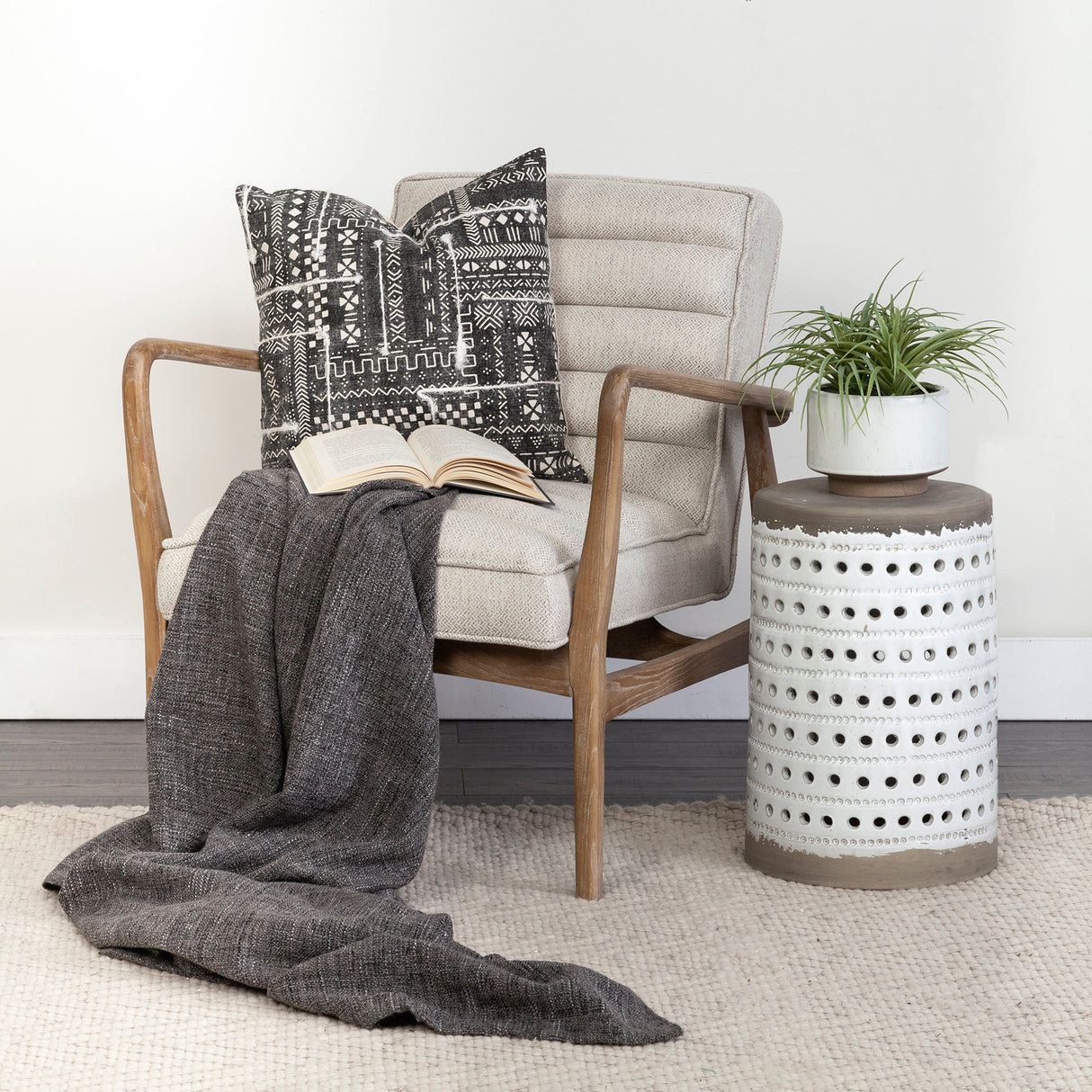 Ajax II Cream Fabric W/ Brown Wooden Frame Accent Chair from Mercana - Luna Furniture