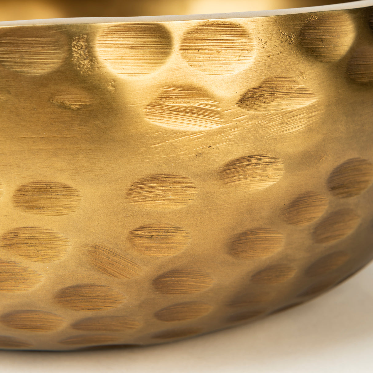 Karmel 12L x 12W Gold Hammered Aluminum Bowl from Mercana - Luna Furniture
