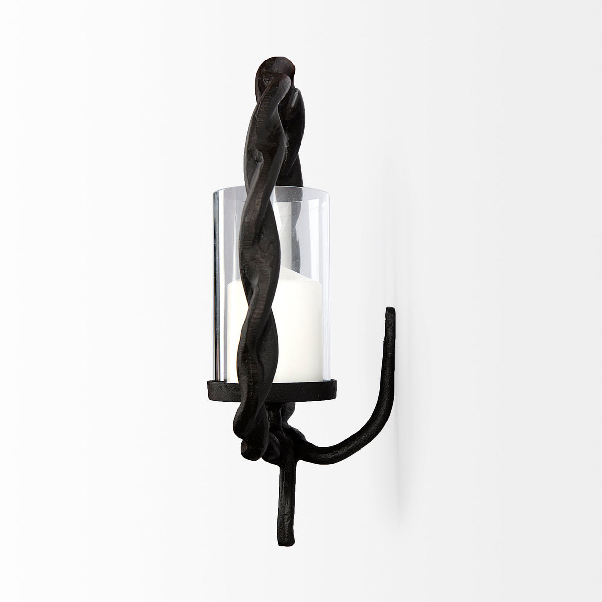 Rizwan 12.0L x 14.0W x 4.5H Black Aluminum Braided Circular Candle Holder from Mercana - Luna Furniture