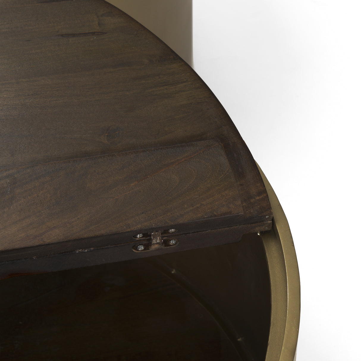 Eclipse Antique Brass Metal Drum Base w/ Dark Brown Wood Top Nested Coffee Table from Mercana - Luna Furniture