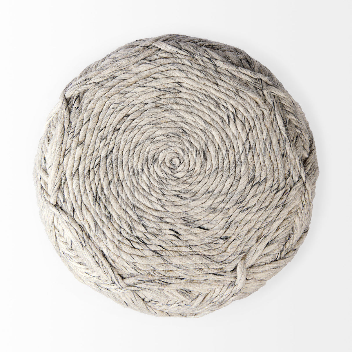 Esfera 17.7L x 15.7W x 15.7H Beige Chevron Woven Round Pouf from Mercana - Luna Furniture