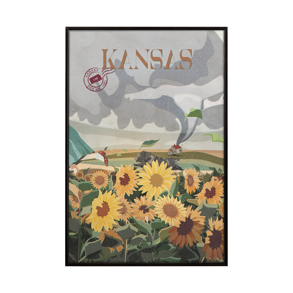 Kansas Go USA (SM) by Mercana Studio a Hand Embellished Decograph Framed Art Print from Mercana - Luna Furniture
