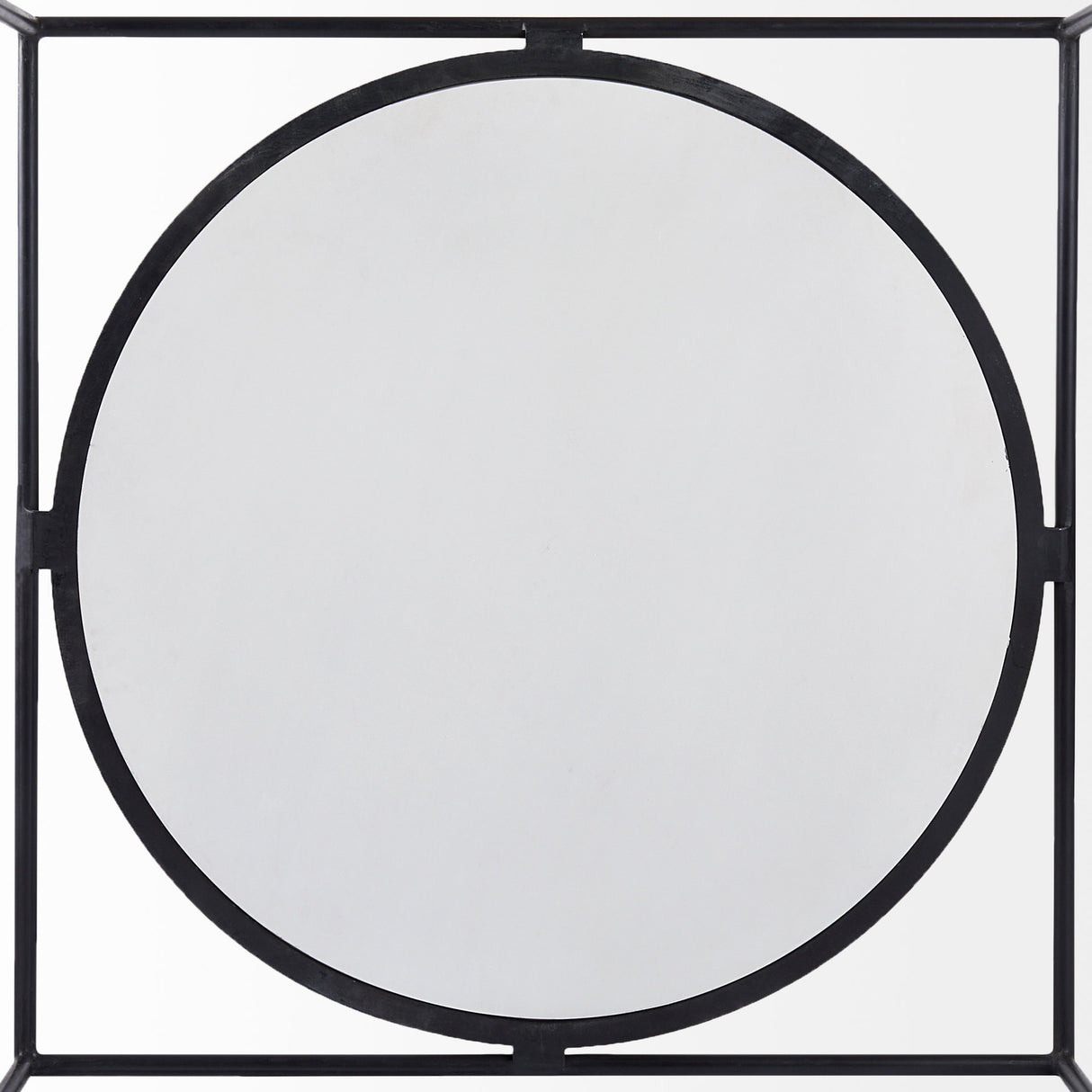 Austen 36L x 36W x 14.5H Round White Marble Top W/ Black Metal Frame Coffee Table from Mercana - Luna Furniture