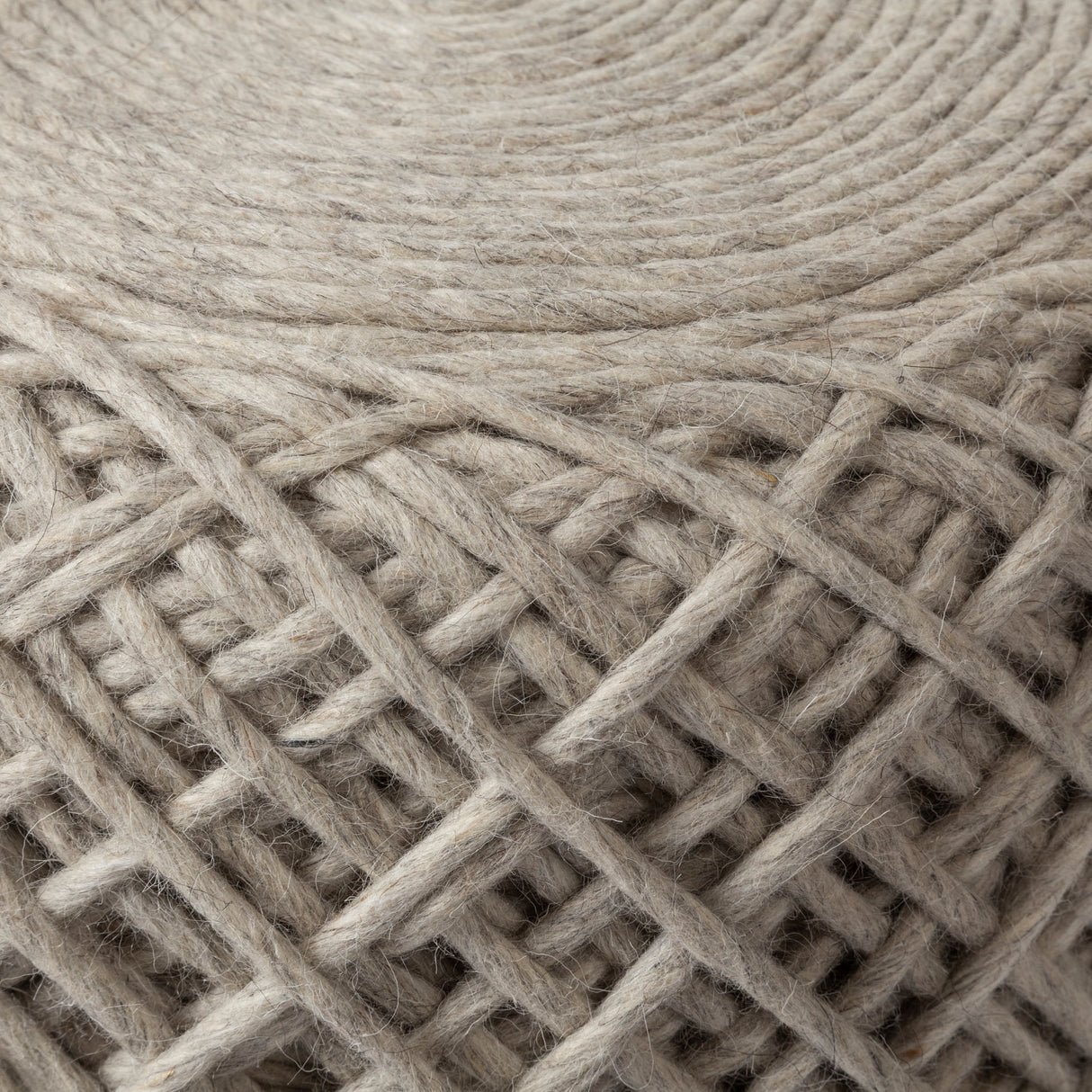 Allium Oatmeal Handwoven Wool Cylindrical Pouf from Mercana - Luna Furniture