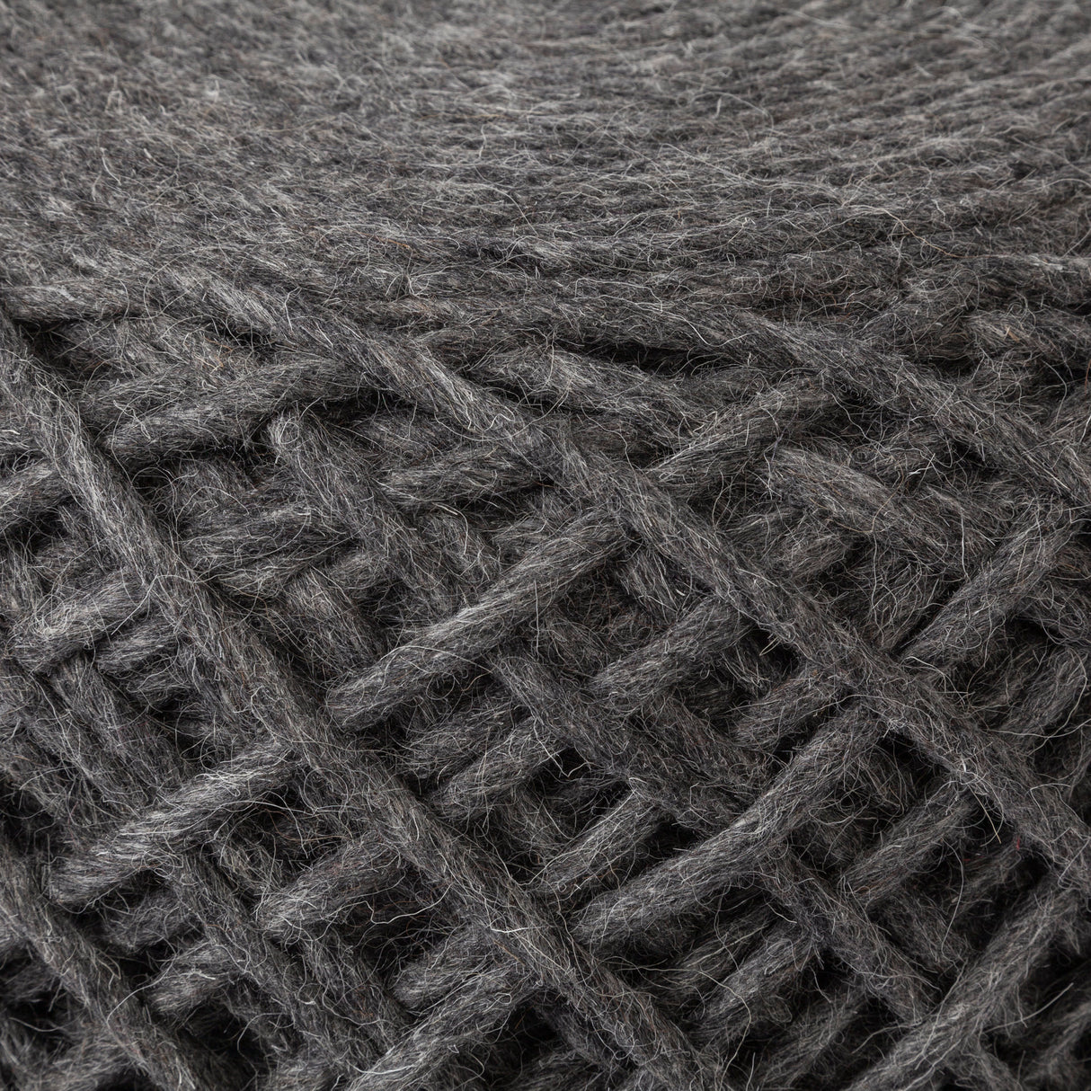 Allium Dark Gray Handwoven Wool Cylindrical Pouf from Mercana - Luna Furniture