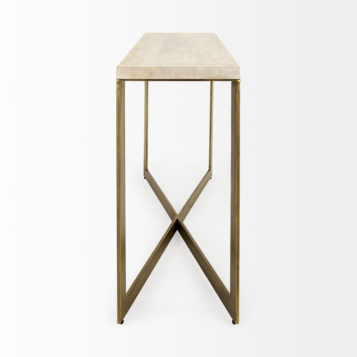 Faye 50L x 15W x 30H Beige Finished Wood W/Gold Metal Base Console Table from Mercana - Luna Furniture