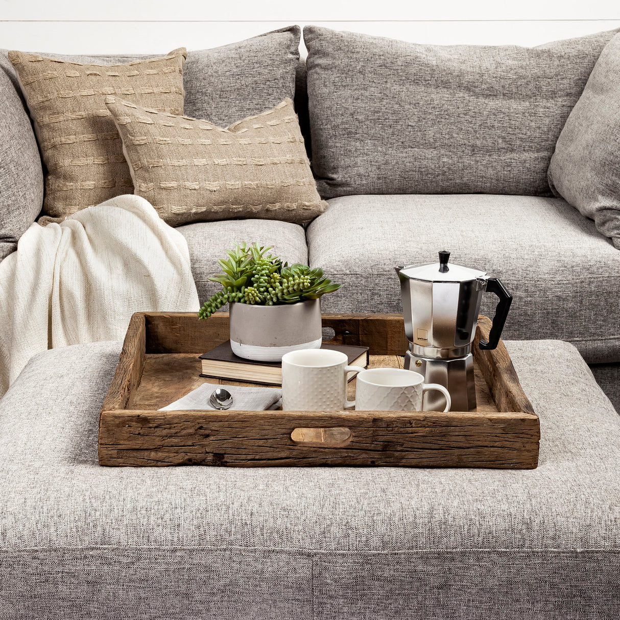 Carson (Small) 24L x 24W Brown Reclaimed Wood Tray from Mercana - Luna Furniture